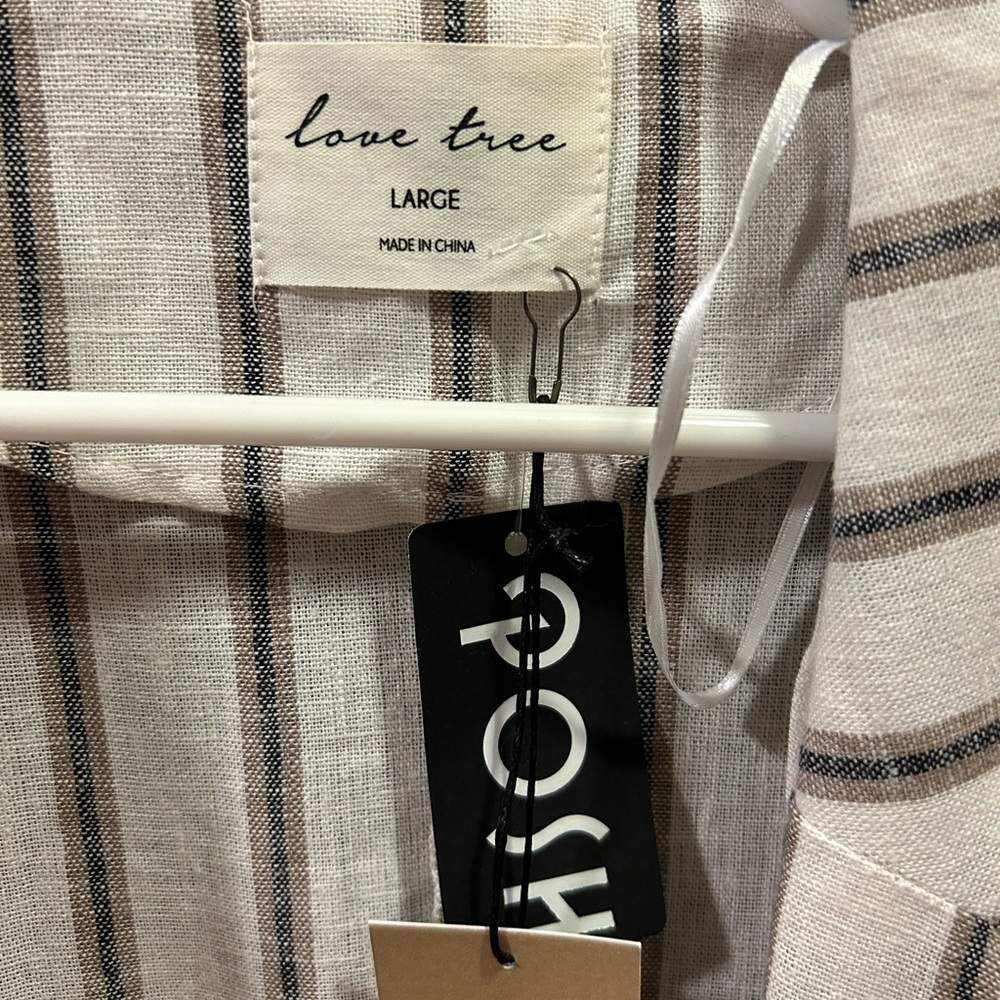 NWT Love Tree linen striped open front blazer - Picture 3 of 8